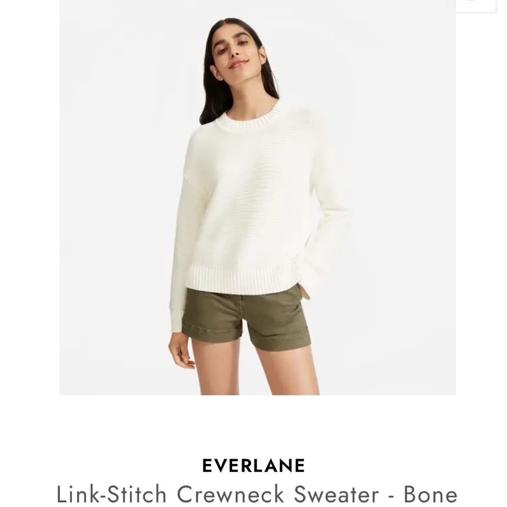 Everlane Women's Link-Stitch Crewneck Sweater In 100% Cotton Yarn - Bone. Size M